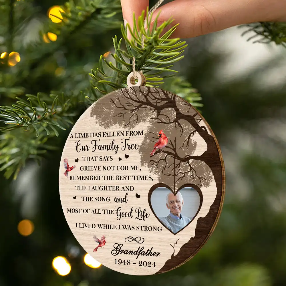 Custom Photo Memorial A Limb Has Fallen - Personalized Custom Shaped Wooden Ornament - Image 2