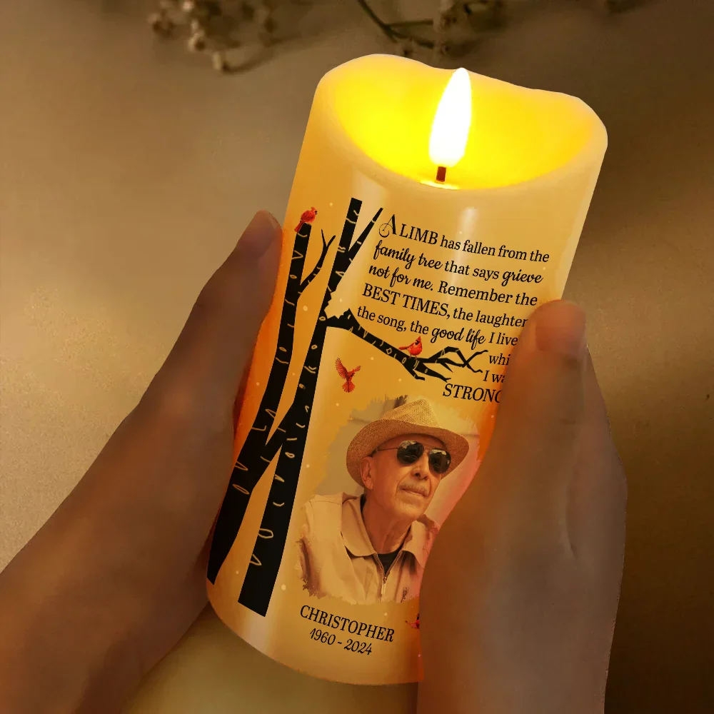 Custom Photo Memorial A Limb Has Fallen - Personalized Flameless LED Candle - Image 3