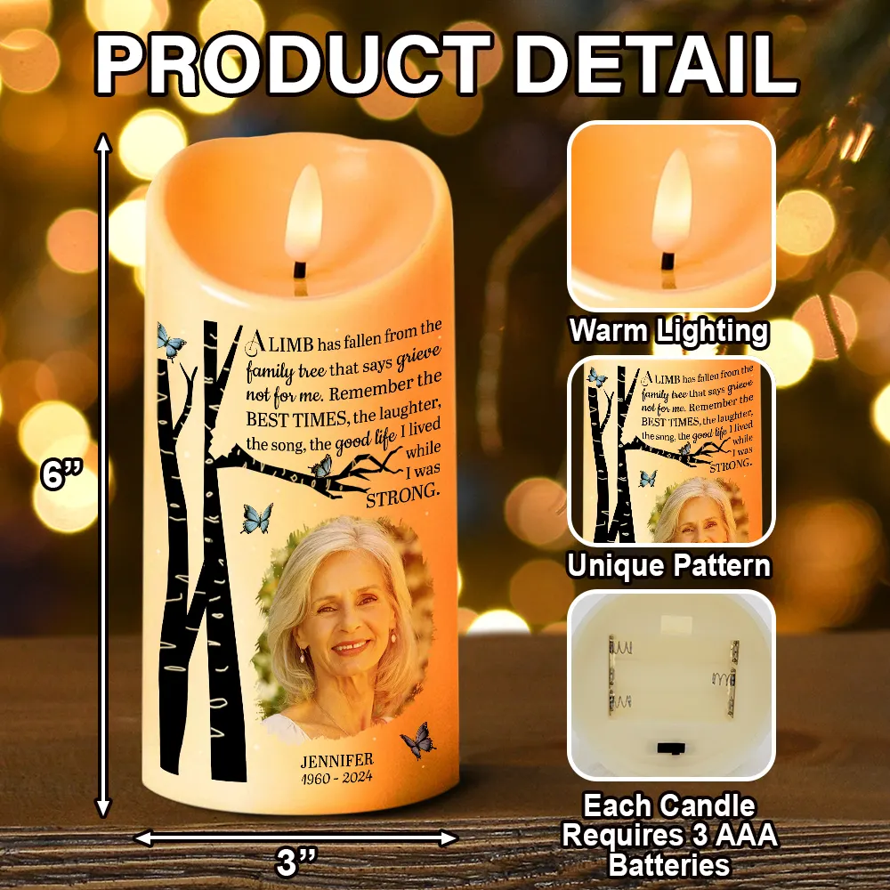 Custom Photo Memorial A Limb Has Fallen - Personalized Flameless LED Candle - Image 5