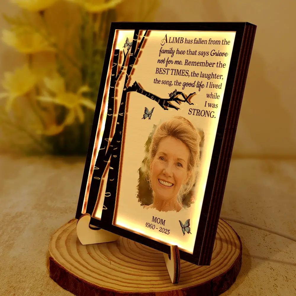 Custom Photo Memorial A Limb Has Fallen - Personalized LED Light Wooden Plaque - Image 2