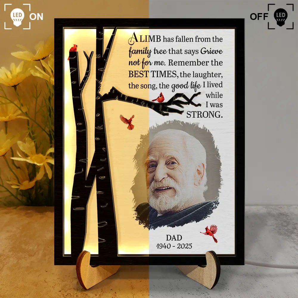 Custom Photo Memorial A Limb Has Fallen - Personalized LED Light Wooden Plaque - Image 3