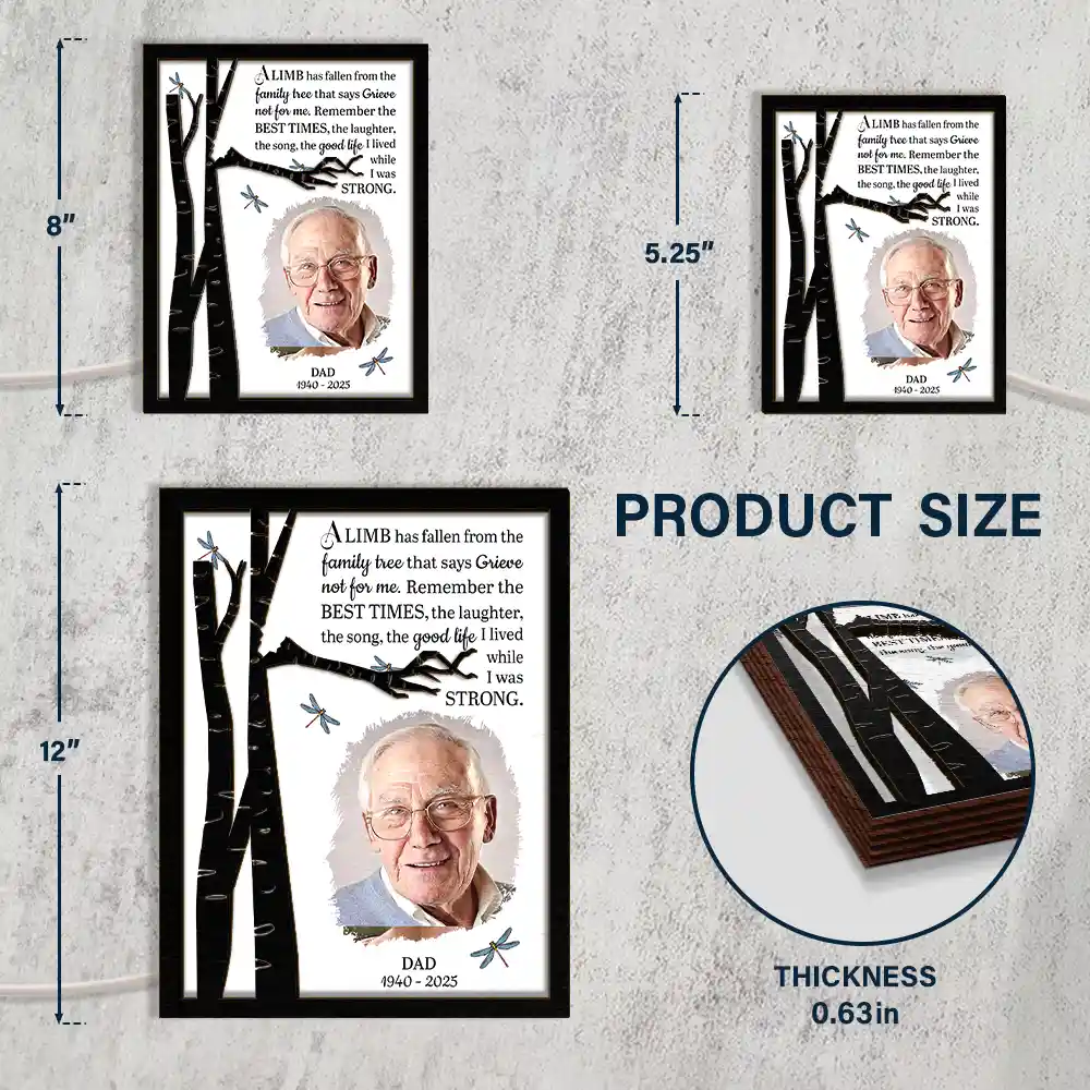 Custom Photo Memorial A Limb Has Fallen - Personalized LED Light Wooden Plaque - Image 4