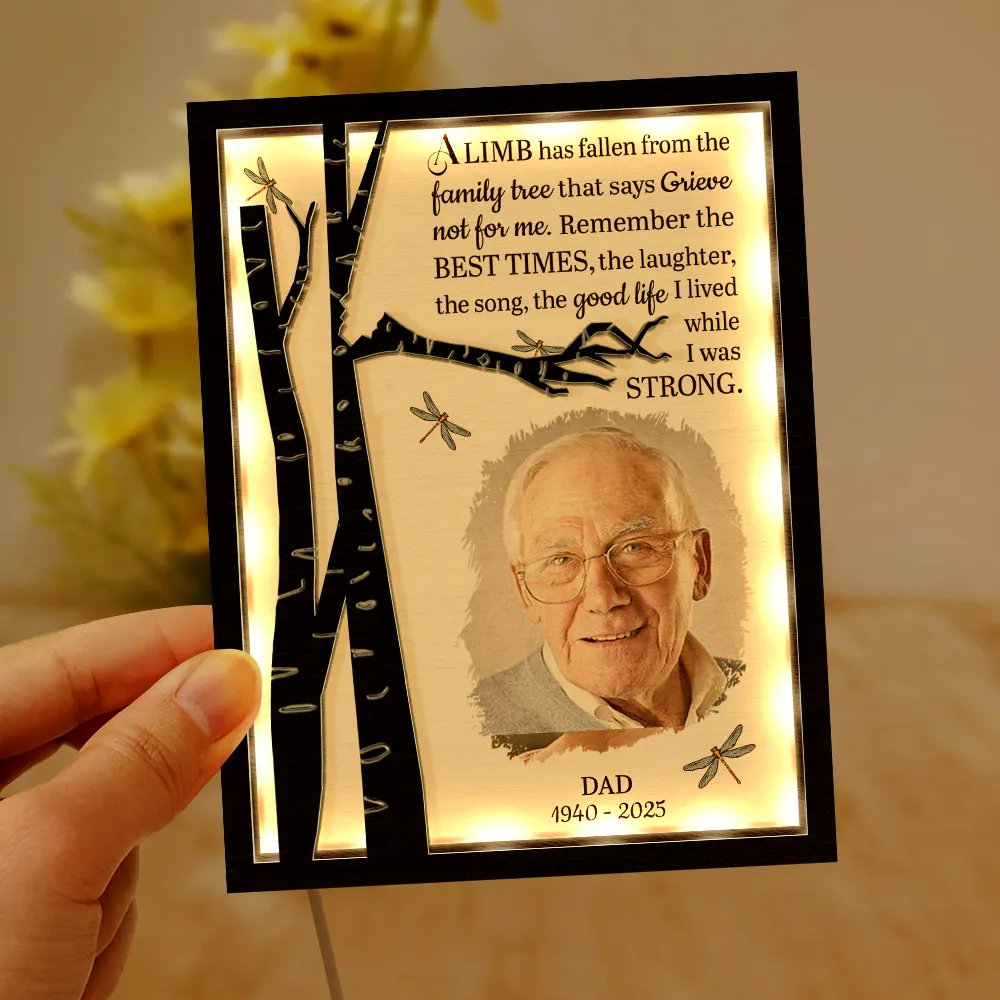 Custom Photo Memorial A Limb Has Fallen - Personalized LED Light Wooden Plaque - Image 6