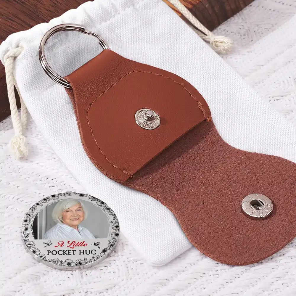 Custom Photo Memorial A Little Pocket Hug - Personalized Leather Pocket Hug - Image 2