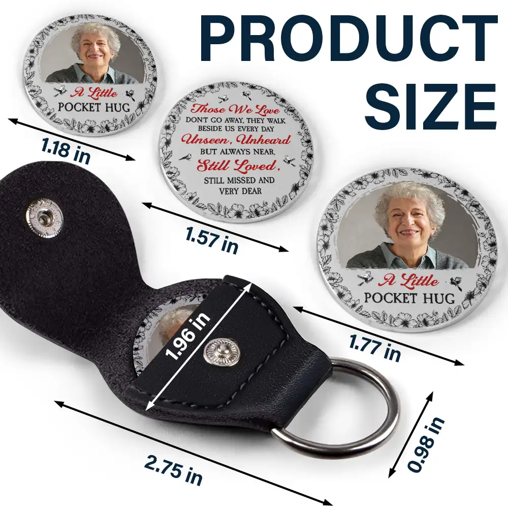 Custom Photo Memorial A Little Pocket Hug - Personalized Leather Pocket Hug - Image 5