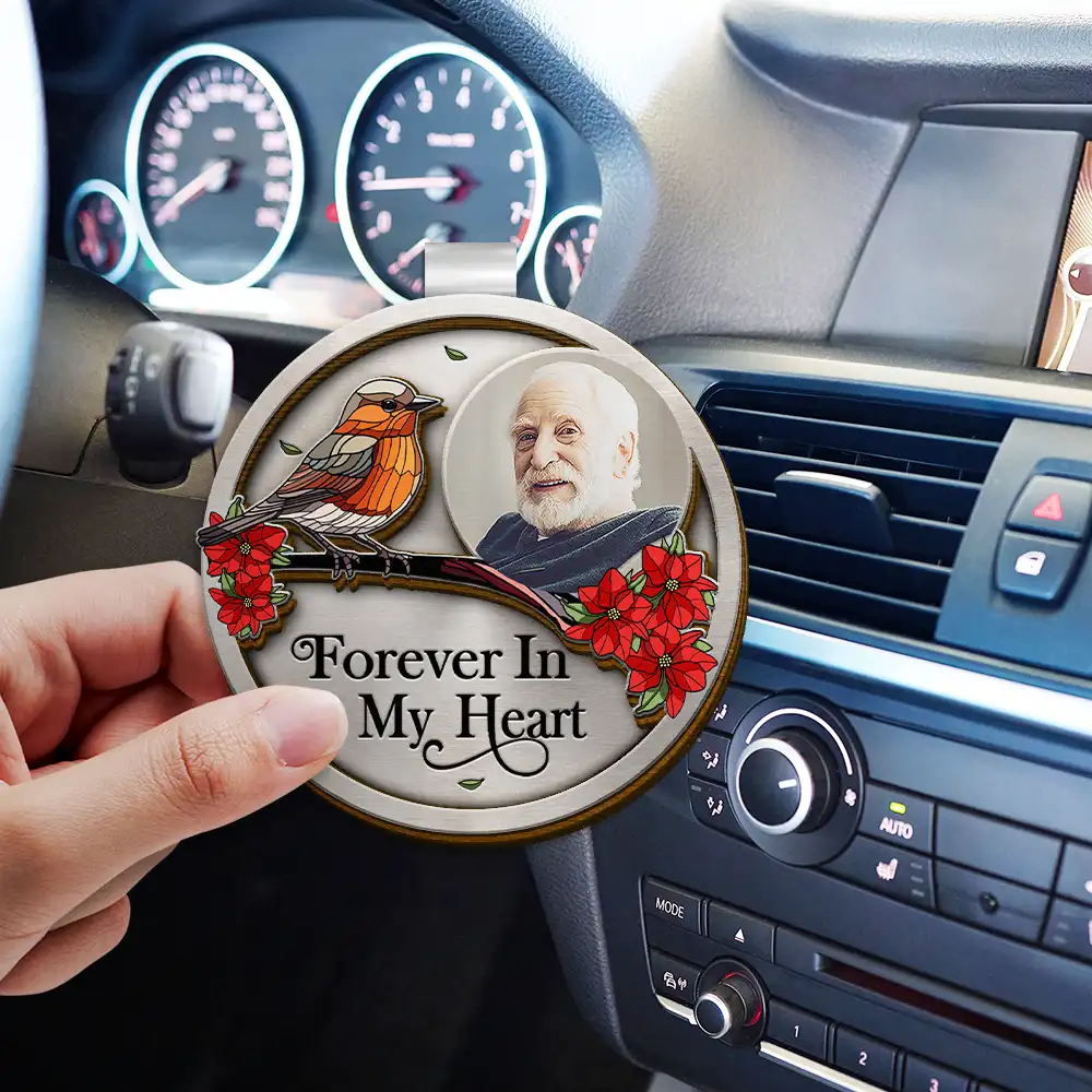 Custom Photo Memorial Although You Cannot See Me I'm Always With You - Personalized Custom Shaped Car Visor Clip - Image 3