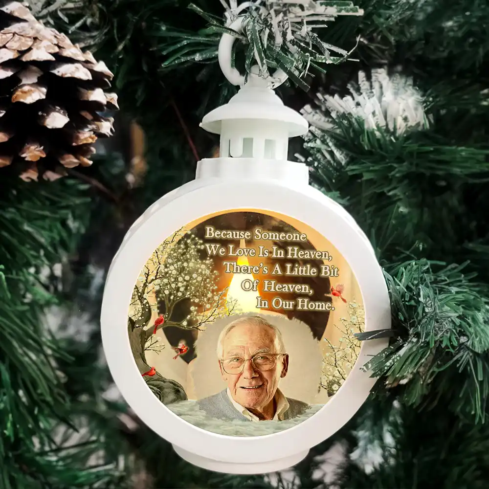 Custom Photo Memorial Although You Cannot See Me - Personalized Candlelight Lantern Ornament - Image 4