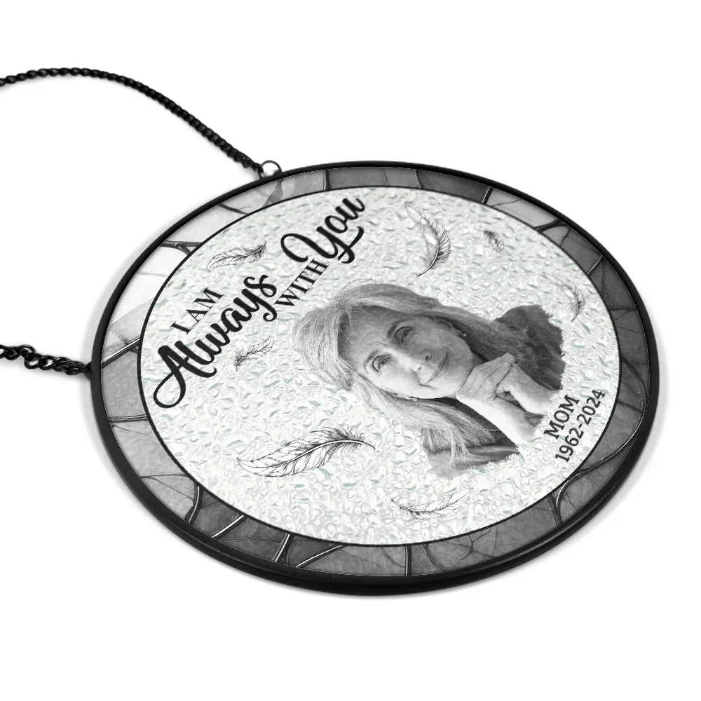Custom Photo Memorial Always In Our Hearts - Personalized Stained Glass Window Hanging Suncatcher - Image 3