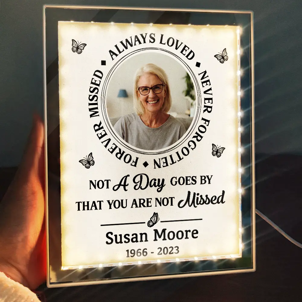 Custom Photo Memorial Always In Our Thoughts - Personalized LED Mirror Frame Lamp - Image 2