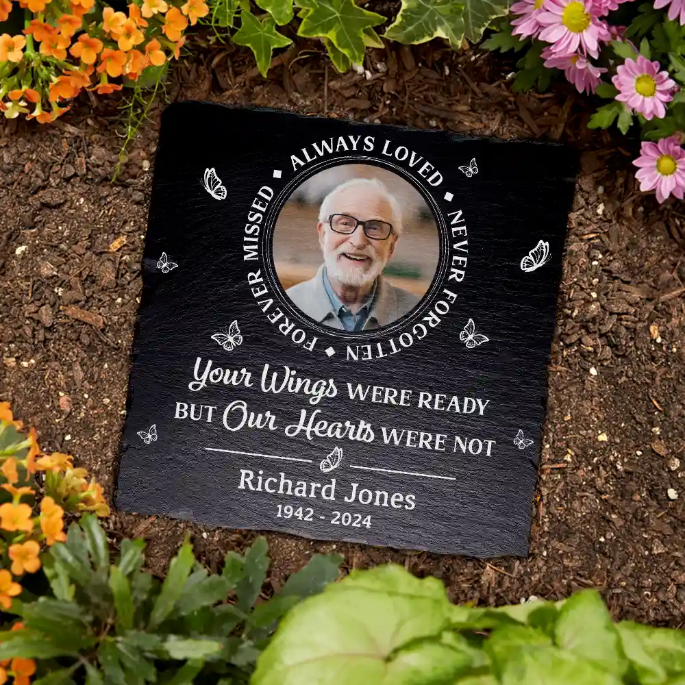 Custom Photo Memorial Always Loved Never Forgotten - Personalized Rectangle Memorial Garden Stone - Image 3
