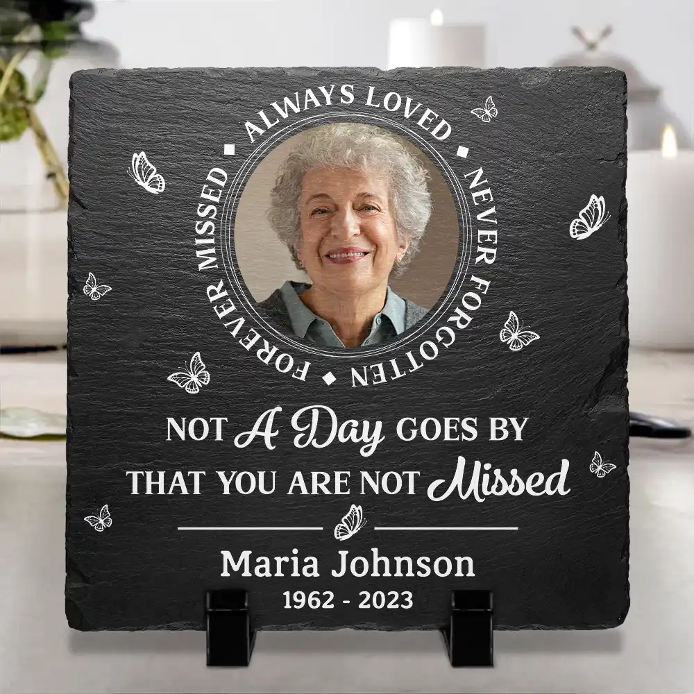 Custom Photo Memorial Always Loved Never Forgotten - Personalized Rectangle Memorial Garden Stone - Image 4