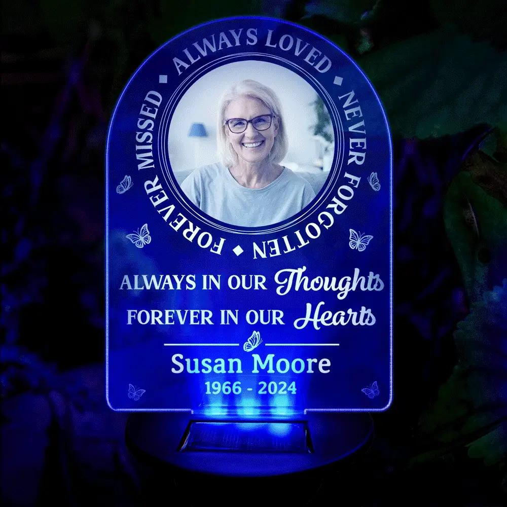 Custom Photo Memorial Always Loved Never Forgotten - Personalized Solar Light - Image 2