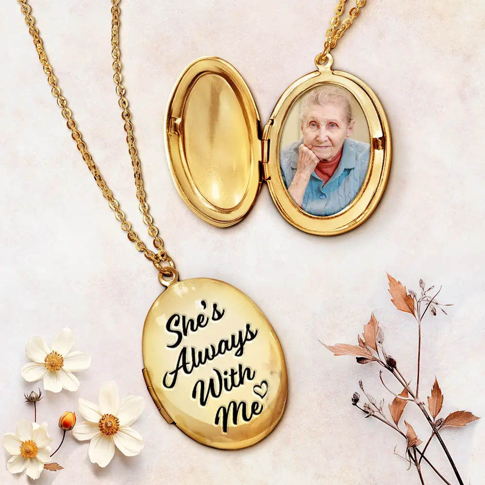 Custom Photo Memorial Always With Me Forever In My Heart - Personalized Locket Necklace - Image 3