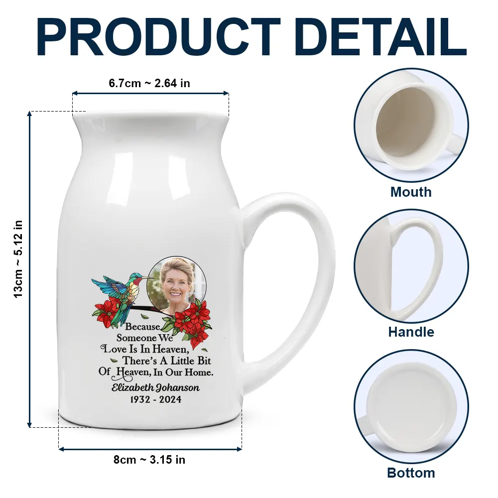 Custom Photo Memorial Bird I'm Always With You - Personalized Ceramic Flower Vase - Image 4
