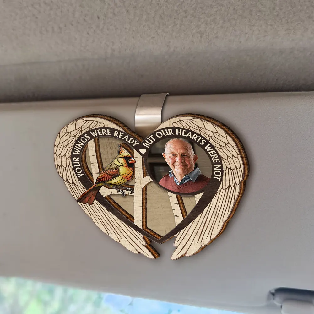 Custom Photo Memorial Bird I'm Always With You - Personalized Custom Shaped Car Visor Clip - Image 2