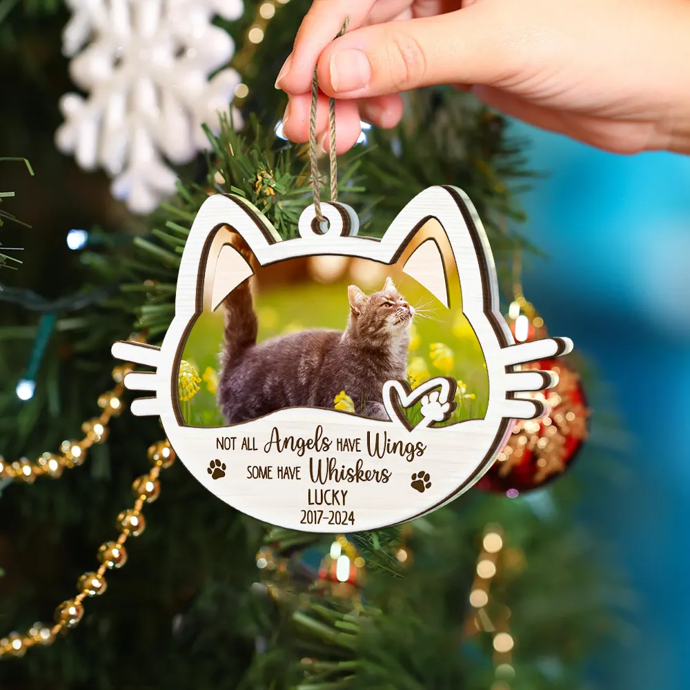 Custom Photo Memorial Cat Not All Angels Have Wings Some Have Whiskers - Personalized 2-Layered Mix Ornament - Image 4
