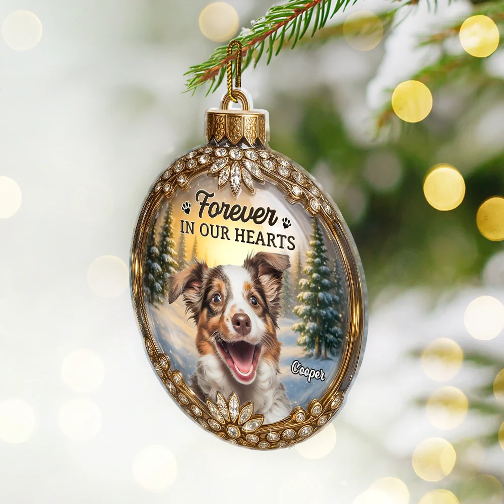 Custom Photo Memorial Christmas Forever In My Heart - Personalized Custom Shaped Acrylic Ornament - Image 3