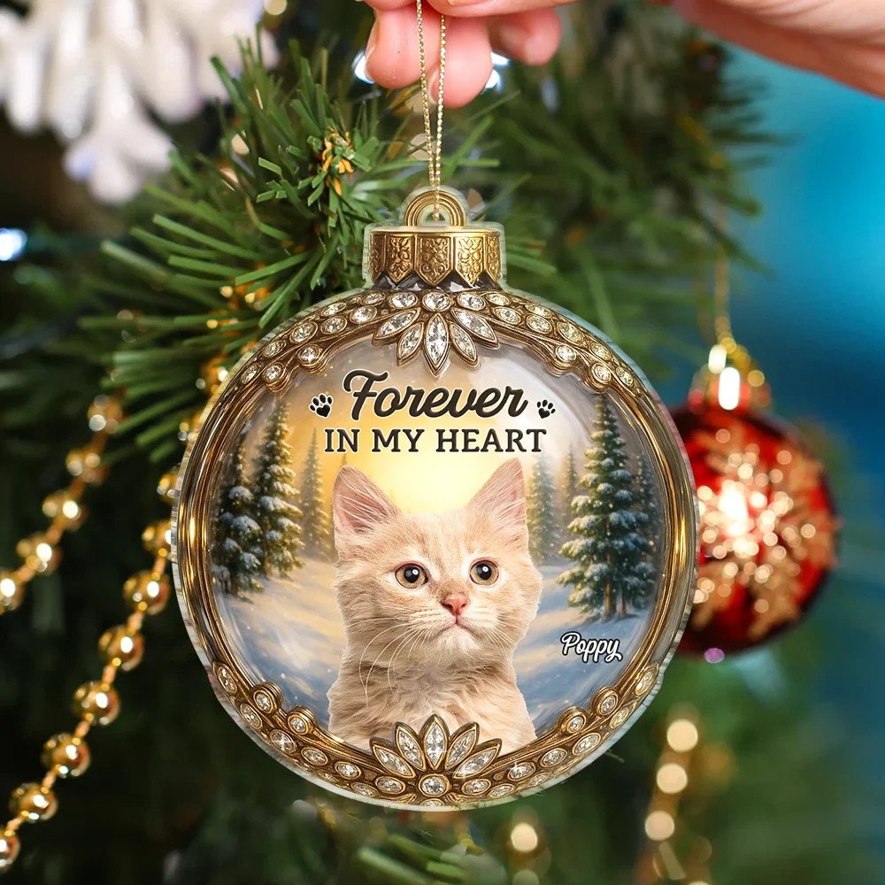 Custom Photo Memorial Christmas Forever In My Heart - Personalized Custom Shaped Acrylic Ornament - Image 5