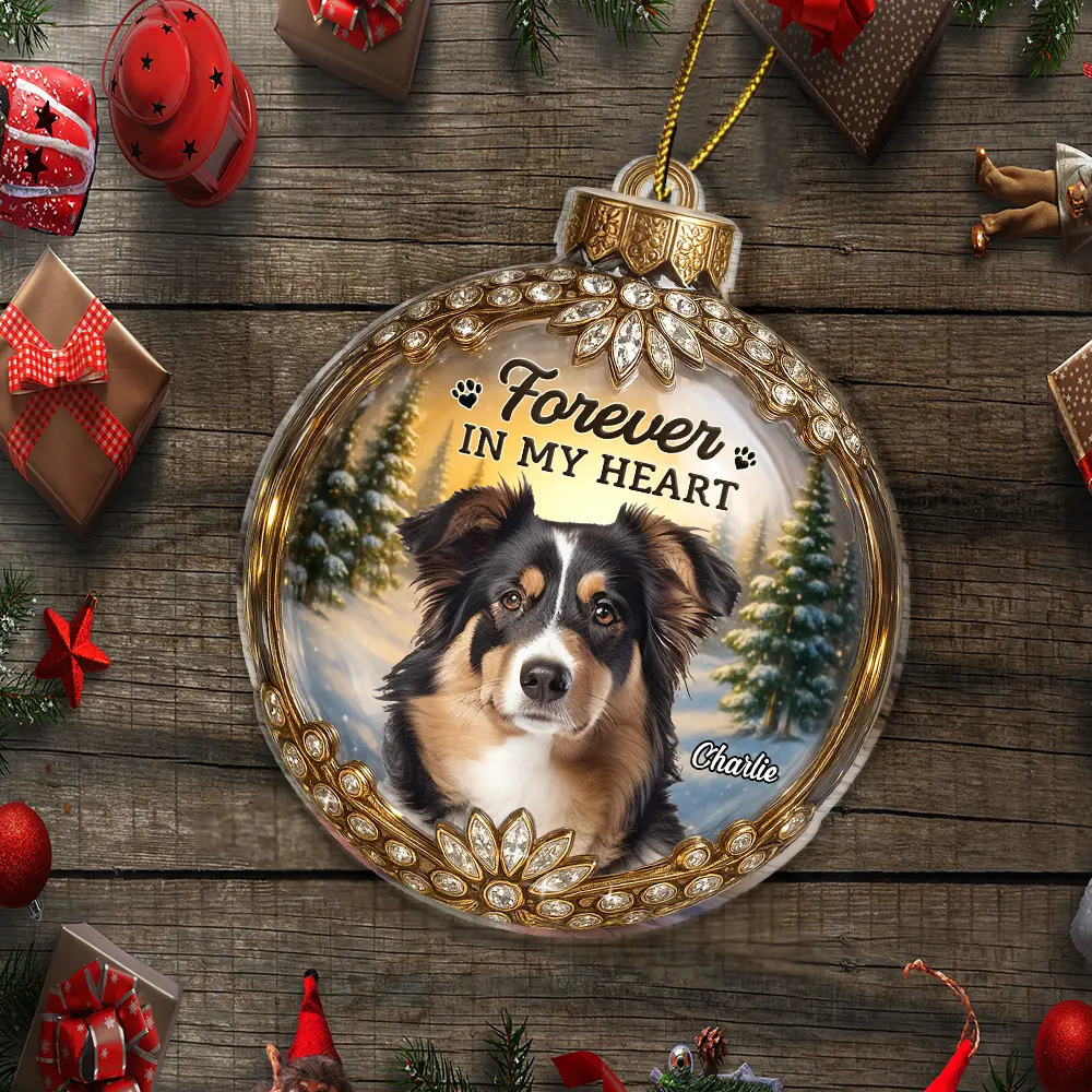 Custom Photo Memorial Christmas Forever In My Heart - Personalized Custom Shaped Acrylic Ornament - Image 6