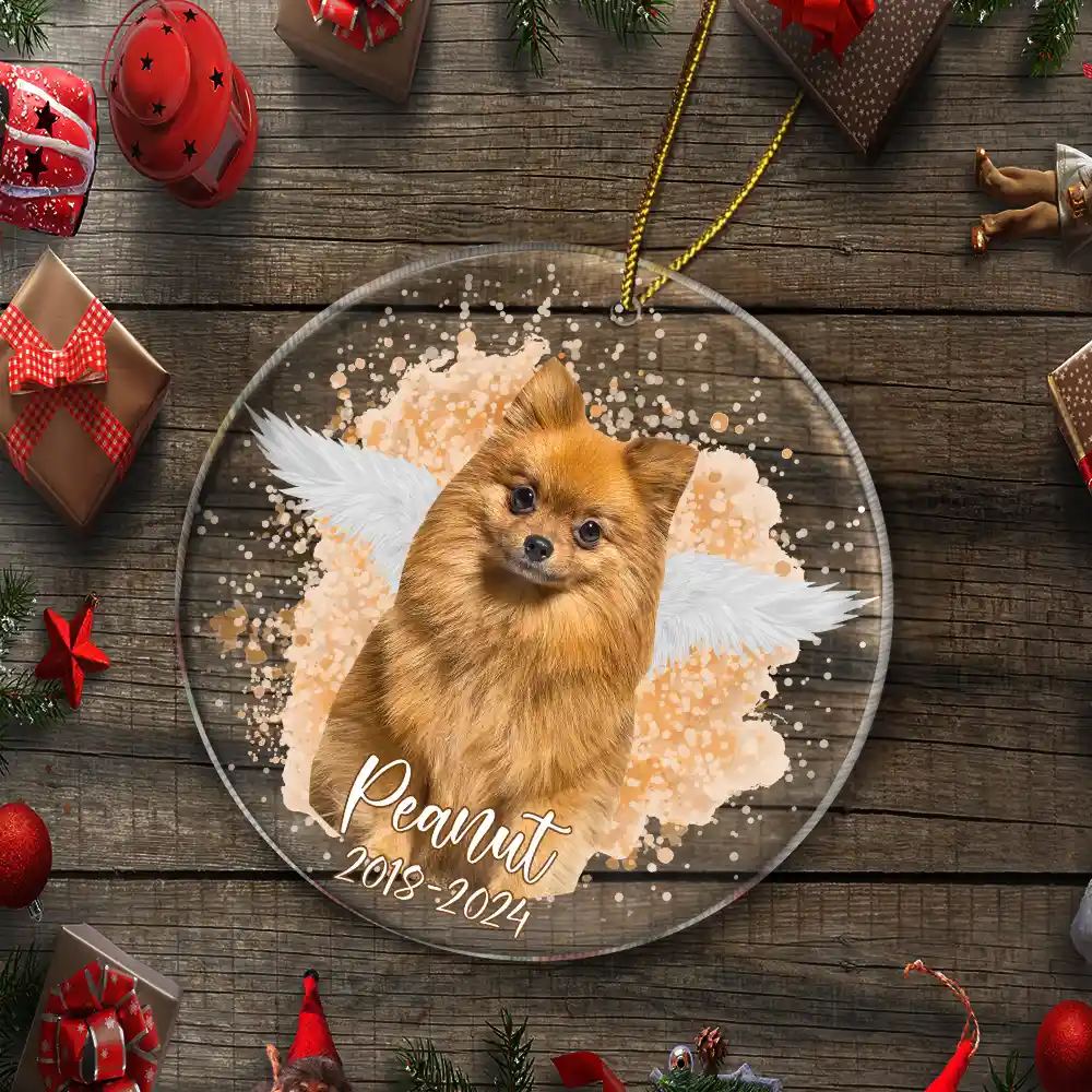 Custom Photo Memorial Dog Cat - Pet Memorial Gift, Christmas Gift - Personalized Circle Acrylic Ornament - Image 5