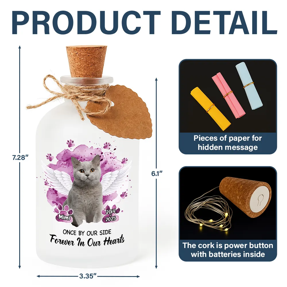 Custom Photo Memorial Dog Cat Your Wings Were Ready - Personalized Short Bottle Light - Image 6
