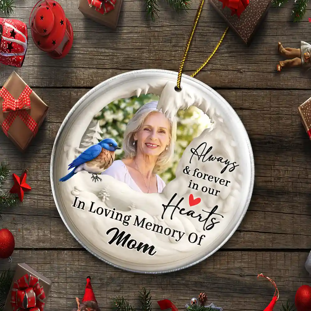 Custom Photo Memorial Family Loss Cardinal Bird - Personalized Circle Acrylic Ornament - Image 5