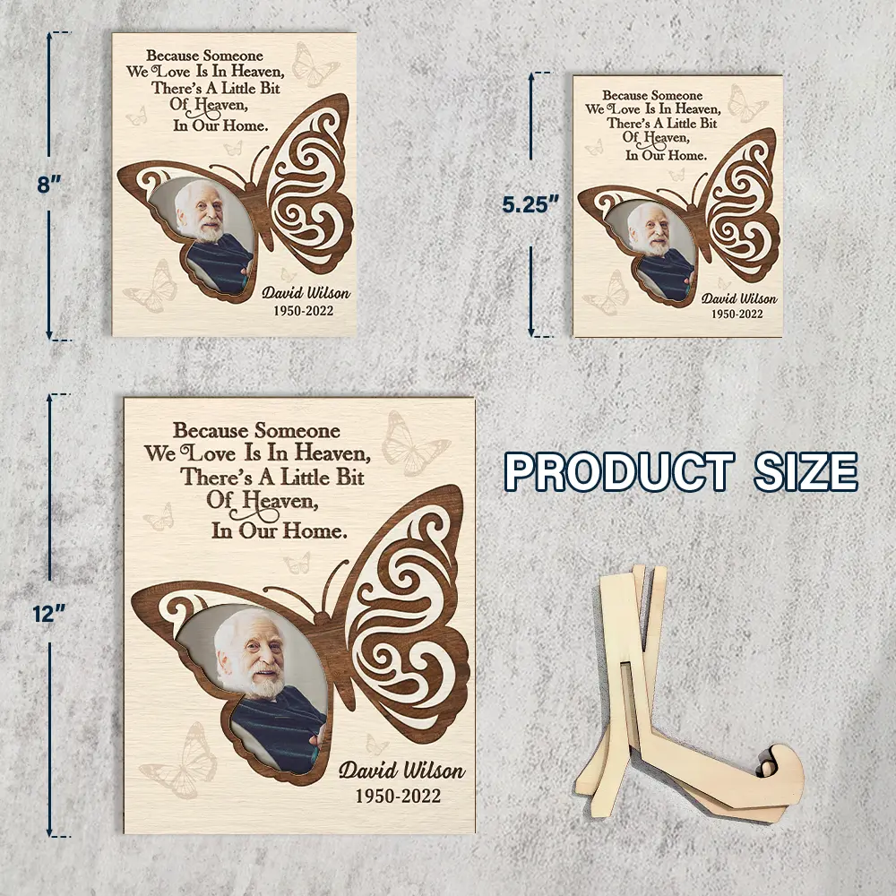 Custom Photo Memorial Forever In My Heart Mother Father - Personalized 2-Layered Wooden Plaque With Stand - Image 4
