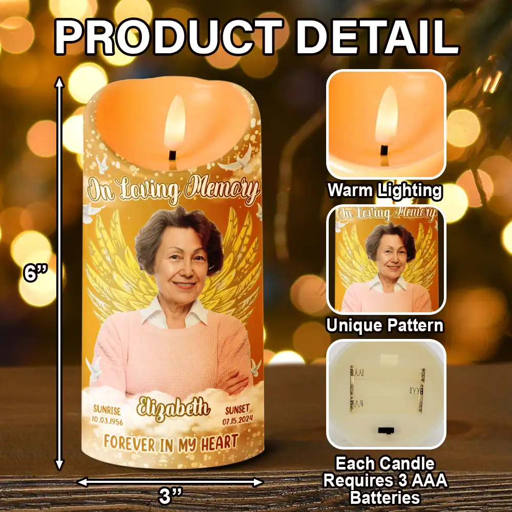 Custom Photo Memorial Forever In Our Hearts - Personalized Flameless LED Candle - Image 6