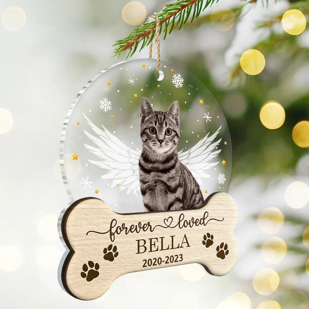 Custom Photo Memorial Forever Loved - Personalized 2-Layered Mix Ornament - Image 3