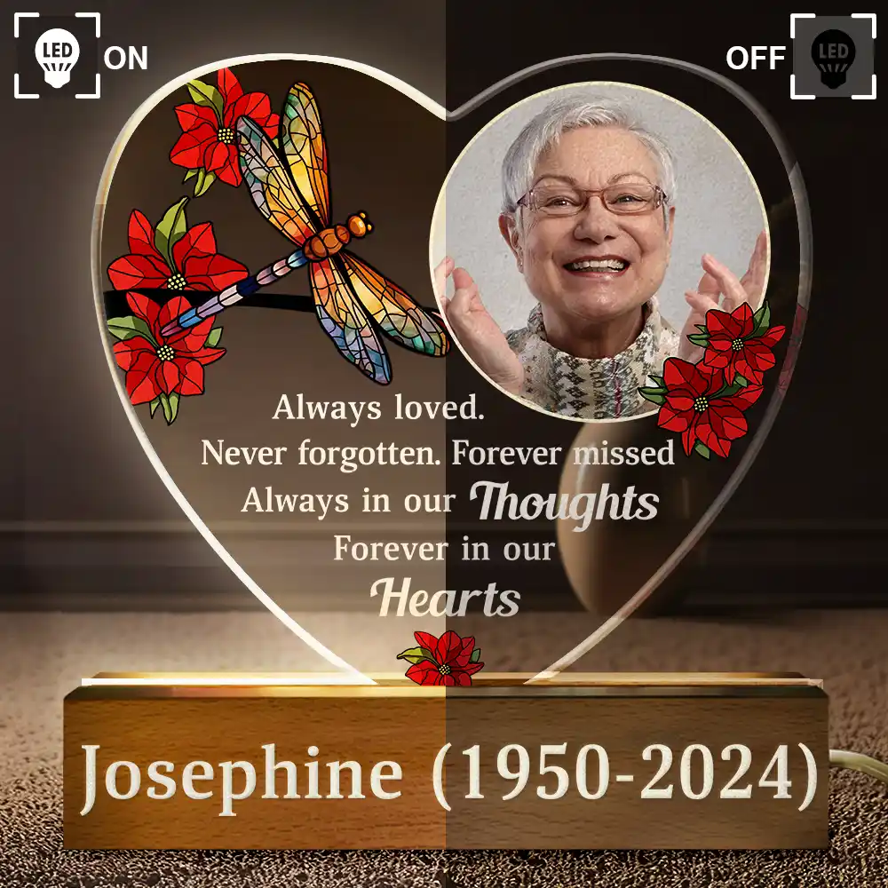 Custom Photo Memorial Forever Missed Always Shine In Our Hearts - Personalized Custom Shaped LED Light - Image 5