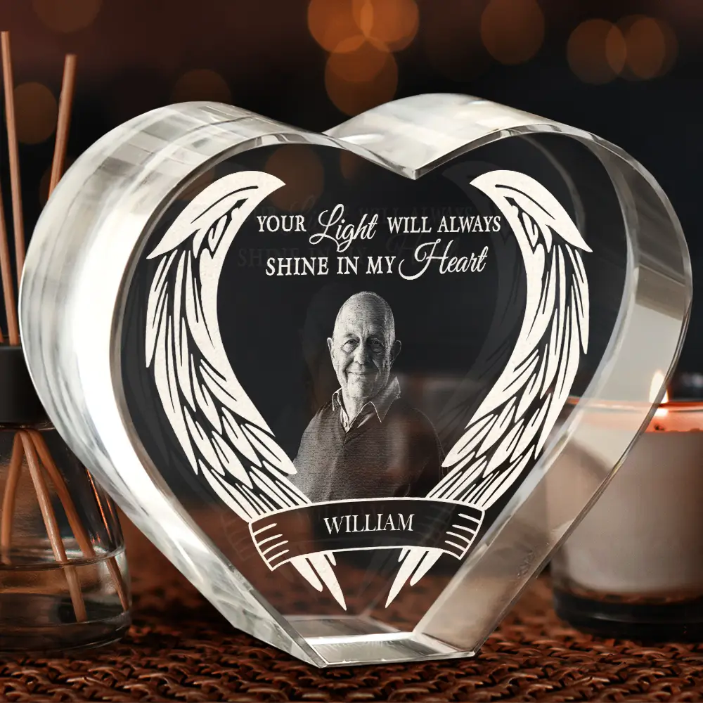 Custom Photo Memorial Gift for Loved Ones - Personalized Crystal Heart - Image 4