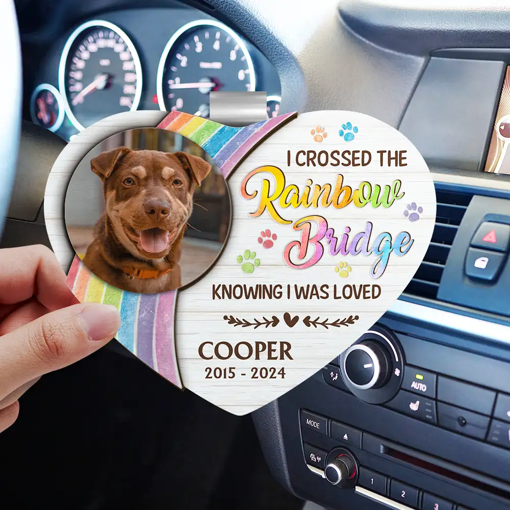 Custom Photo Memorial I Crossed The Rainbow Bridge - Personalized Custom Shaped Car Visor Clip - Image 3