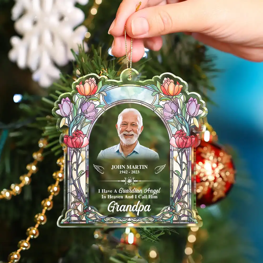 Custom Photo Memorial I Have A Guardian Angel In Heaven Mom Dad - Personalized Custom Shaped Acrylic Ornament - Image 5