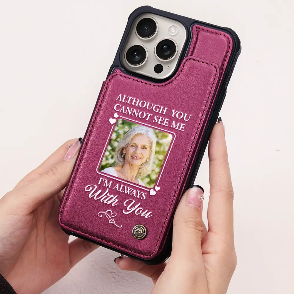 Custom Photo Memorial I Will Carry You With Me - Personalized Leather Flip Wallet Phone Case - Image 2