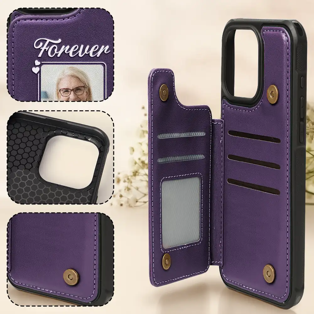 Custom Photo Memorial I Will Carry You With Me - Personalized Leather Flip Wallet Phone Case - Image 4