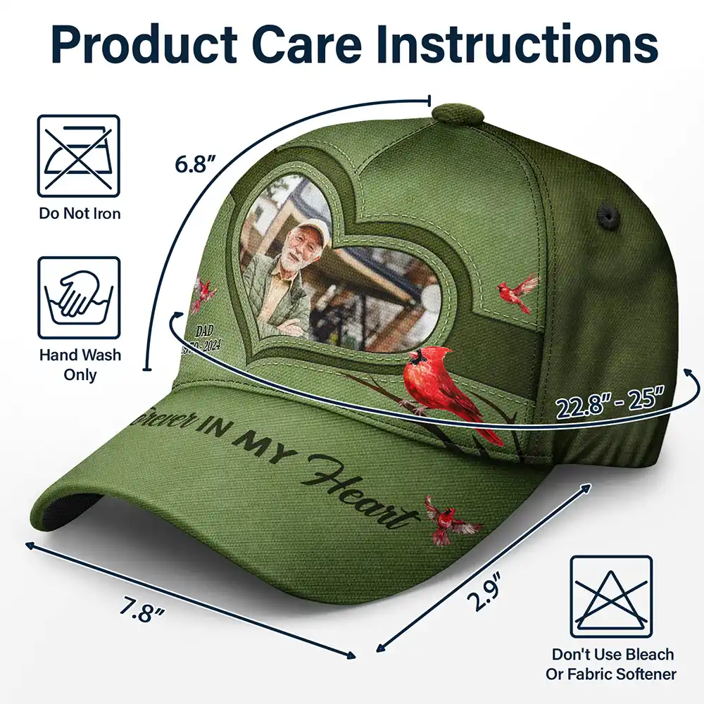 Custom Photo Memorial I'll Carry You With Me Until I See You Again - Personalized Classic Cap - Image 7