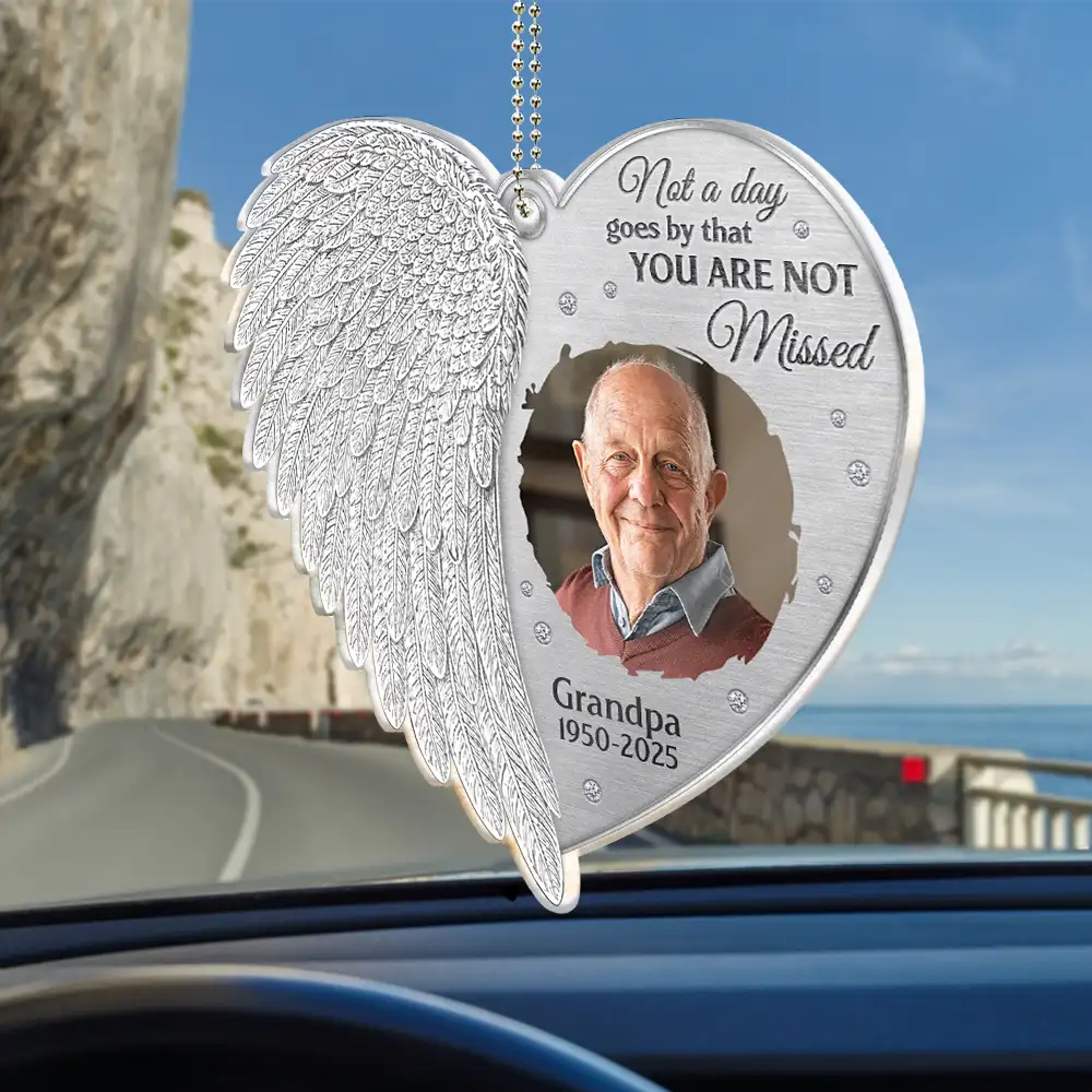 Custom Photo Memorial I'm Always With You Angel Wings - Personalized Acrylic Car Hanger - Image 2