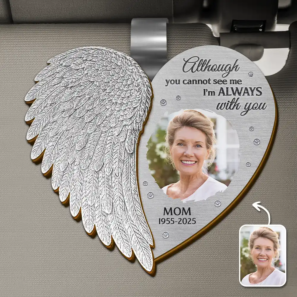 Custom Photo Memorial I'm Always With You Angel Wings - Personalized Custom Shaped Car Visor Clip