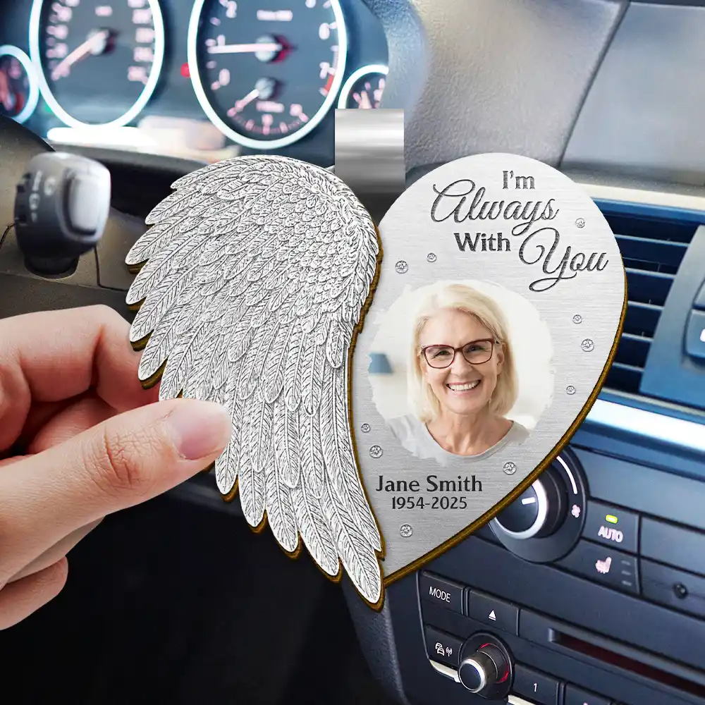 Custom Photo Memorial I'm Always With You Angel Wings - Personalized Custom Shaped Car Visor Clip - Image 3