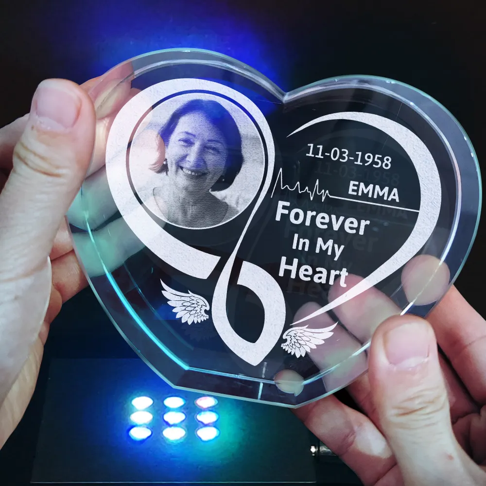Custom Photo Memorial I'm Always With You Forever In Heart - Personalized Crystal Heart - Image 4