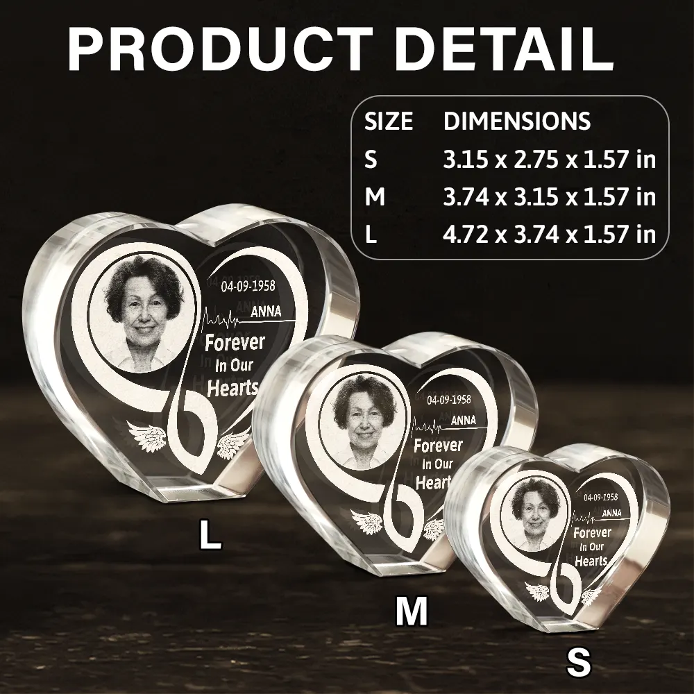Custom Photo Memorial I'm Always With You Forever In Heart - Personalized Crystal Heart - Image 5