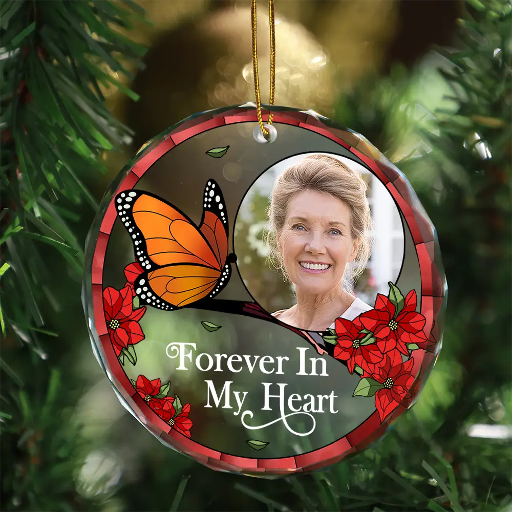 Custom Photo Memorial I'm Always With You - Personalized Circle Glass Ornament - Image 3