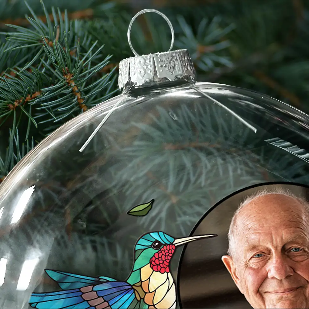 Custom Photo Memorial I'm Always With You - Personalized Clear Flat Ball Ornament - Image 4