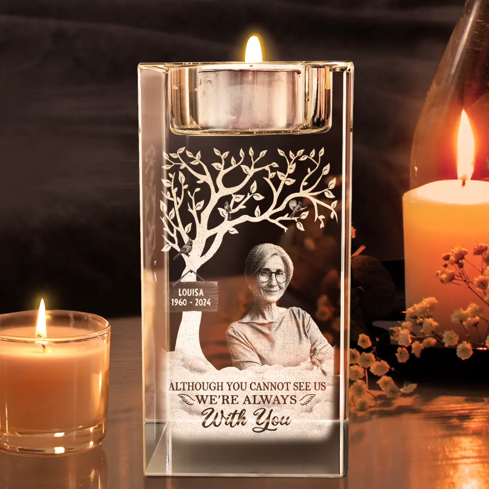 Custom Photo Memorial I'm Always With You - Personalized Crystal Candle Holder - Image 4