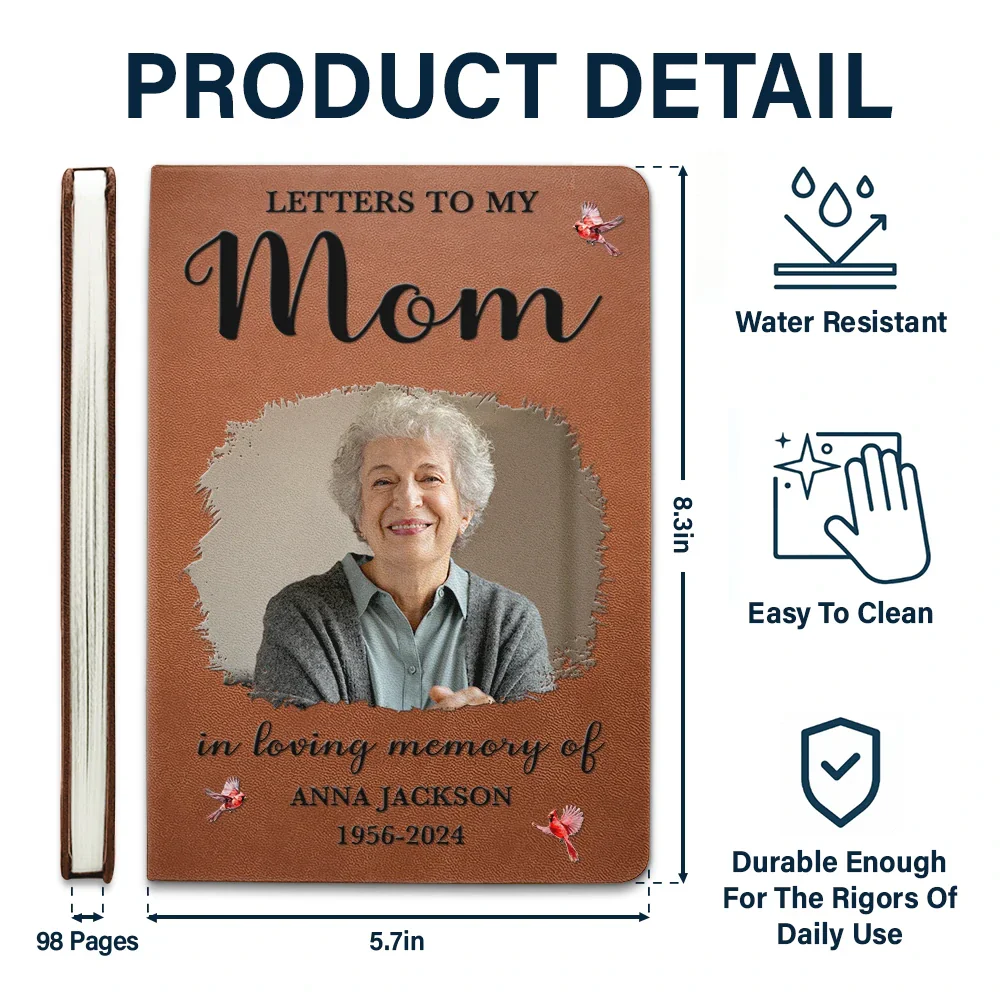 Custom Photo Memorial Letters To My Mom - Personalized Leather Journal - Image 5