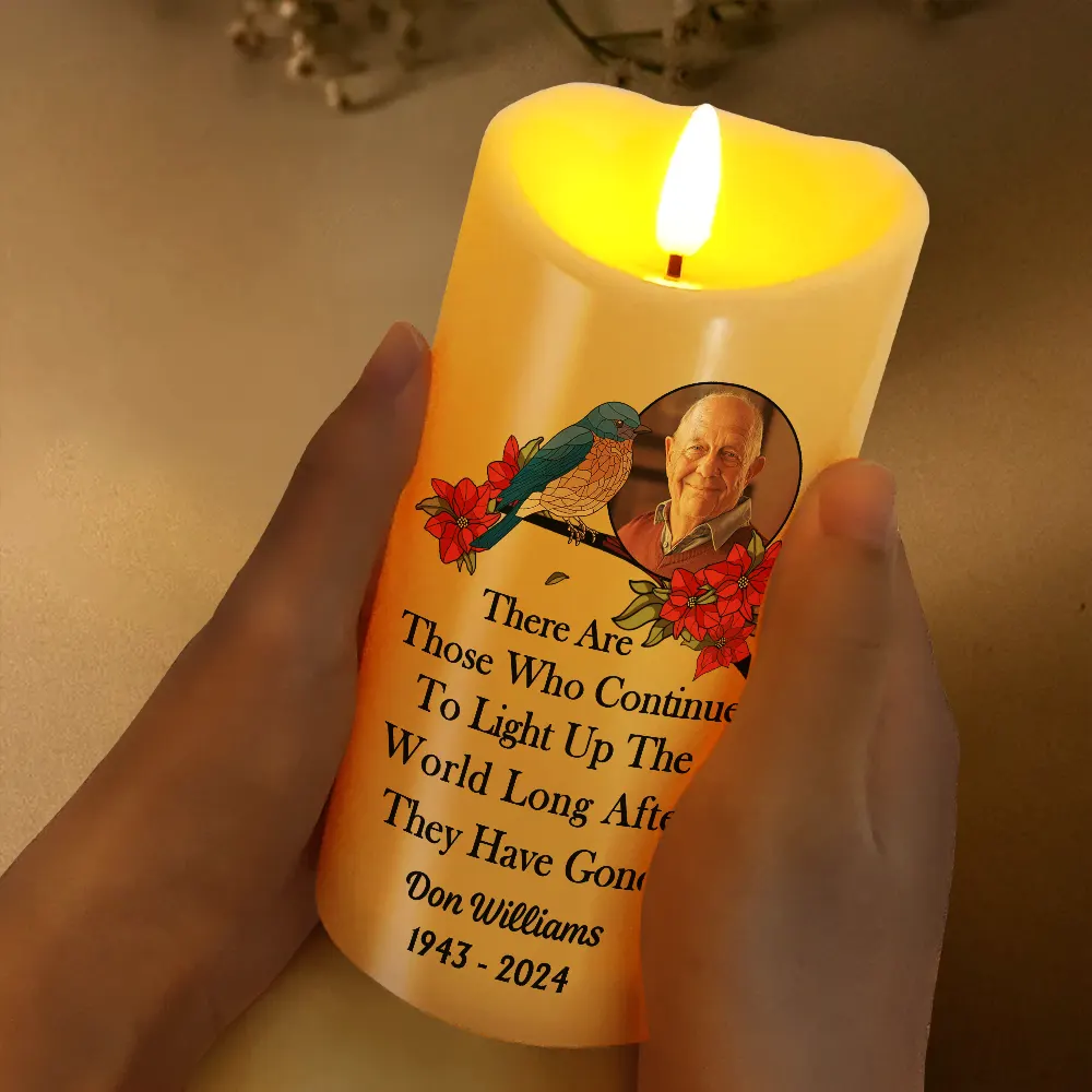 Custom Photo Memorial Light Up The World - Personalized Flameless LED Candle - Image 3