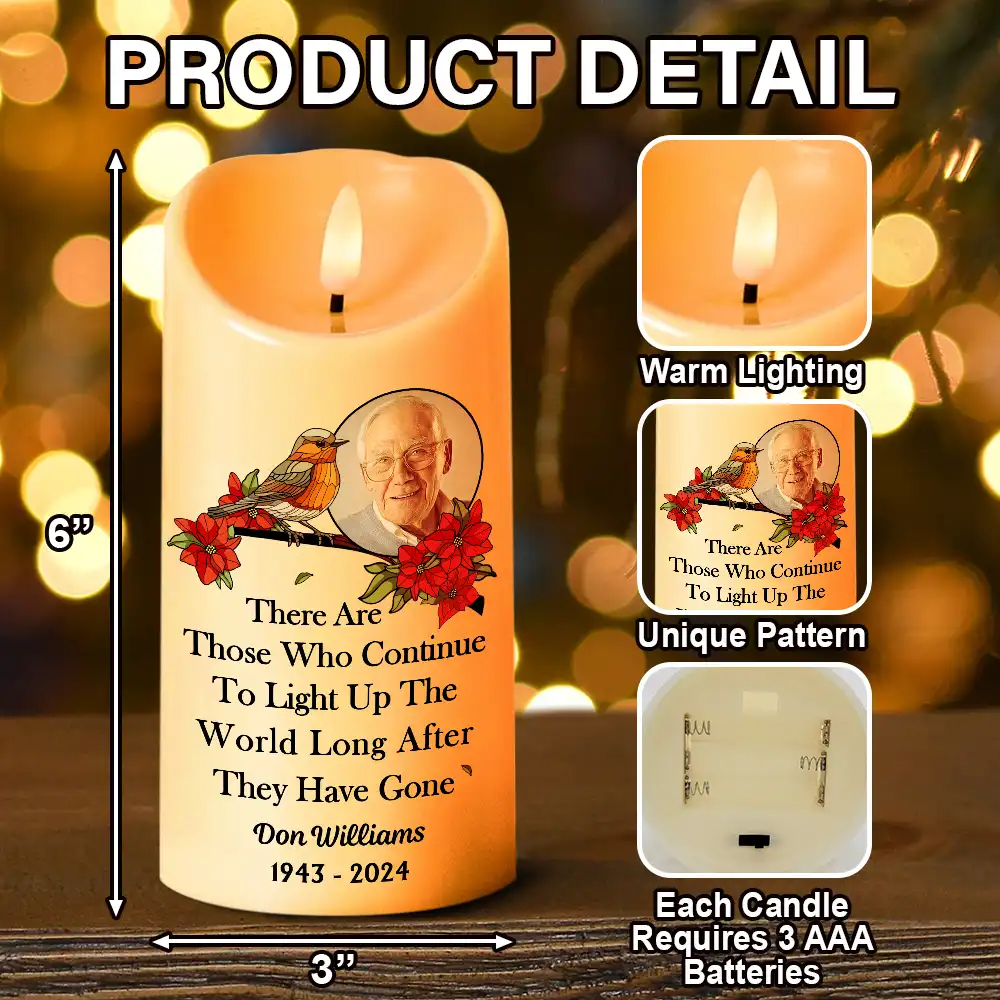 Custom Photo Memorial Light Up The World - Personalized Flameless LED Candle - Image 5