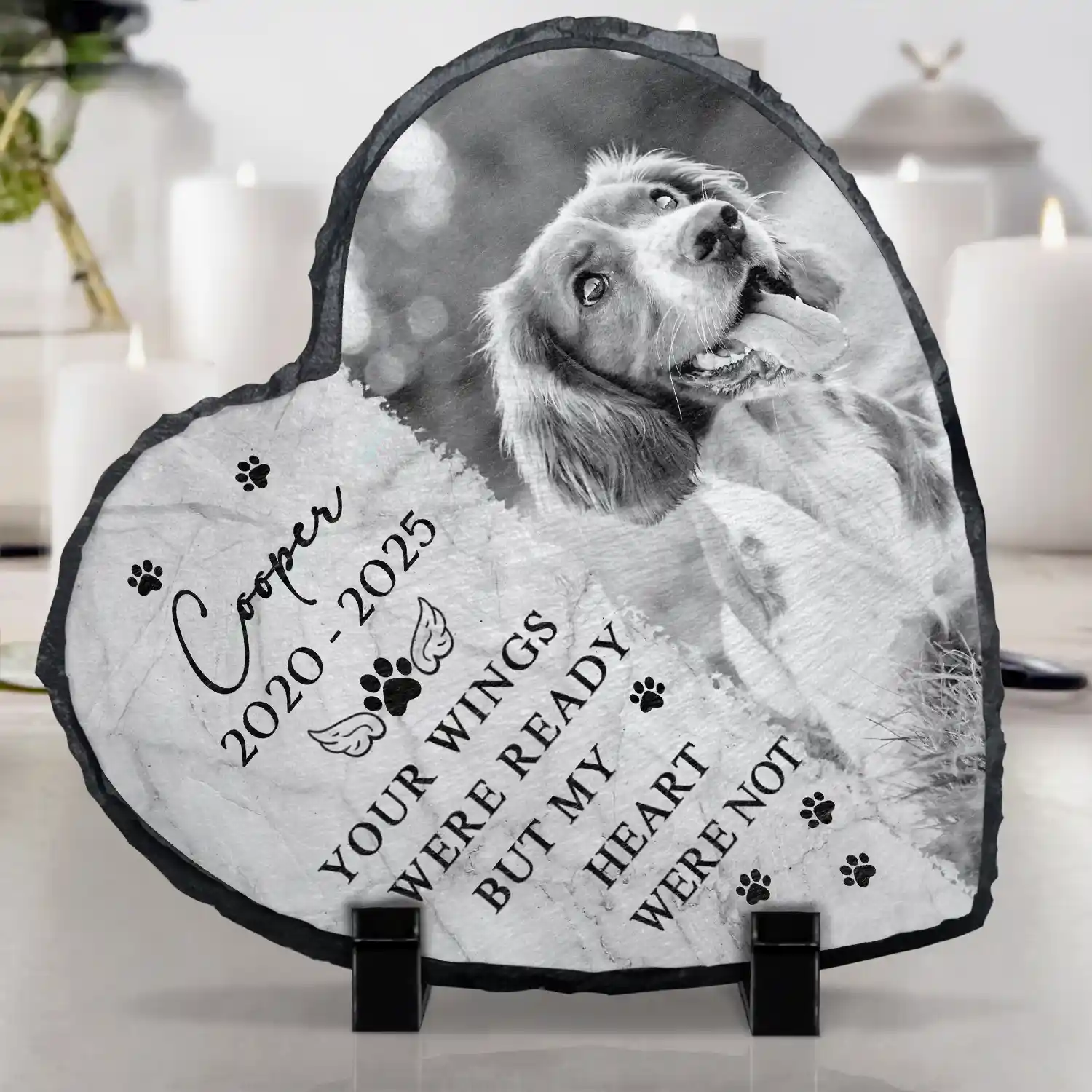Custom Photo Memorial Missed Beyond Words - Personalized Heart Memorial Garden Stone - Image 4