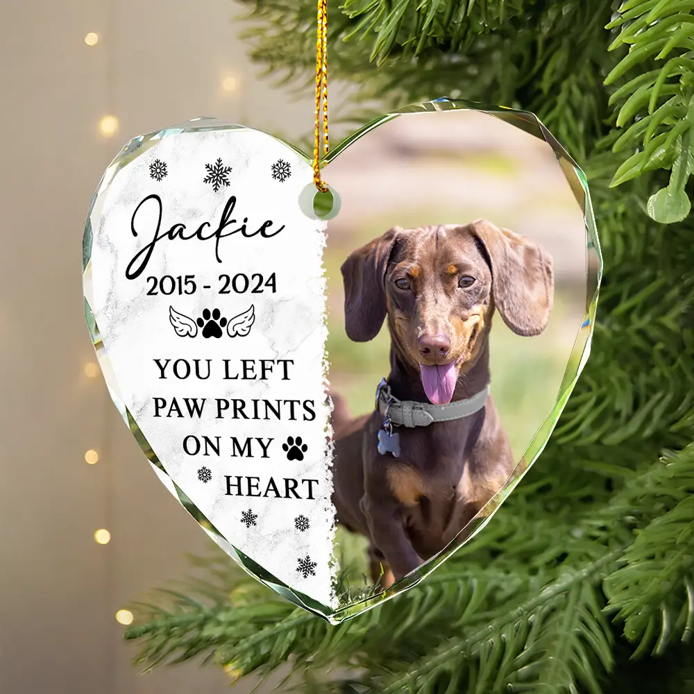 Custom Photo Memorial Missed Beyond Words - Personalized Heart Shaped Glass Ornament - Image 2
