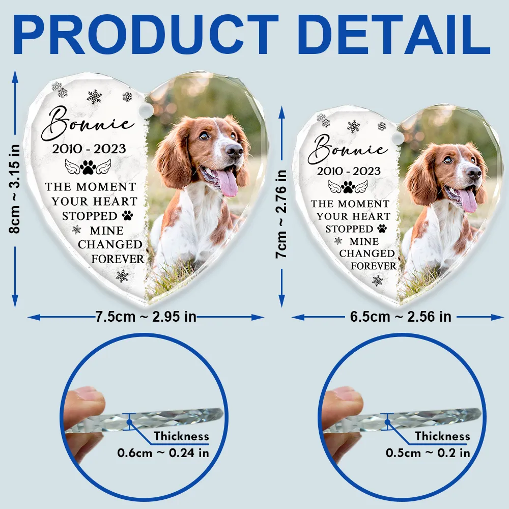 Custom Photo Memorial Missed Beyond Words - Personalized Heart Shaped Glass Ornament - Image 5